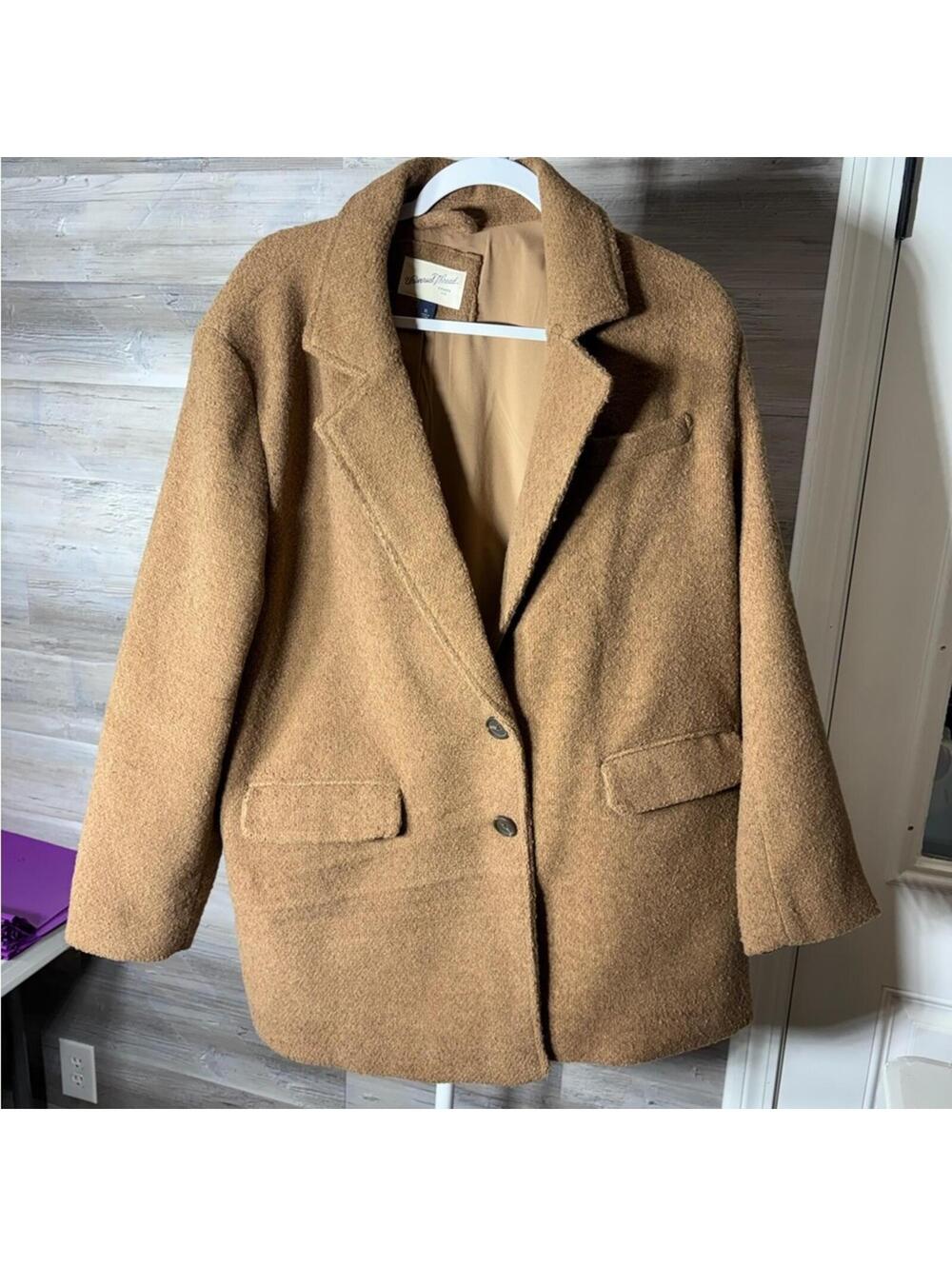 Universal Thread Women's Camel Brown Wool Blend Coat XL 955